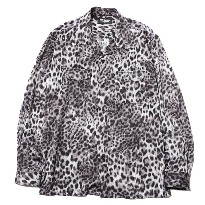 LEOPARD OPEN COLLAR LS SHIRT