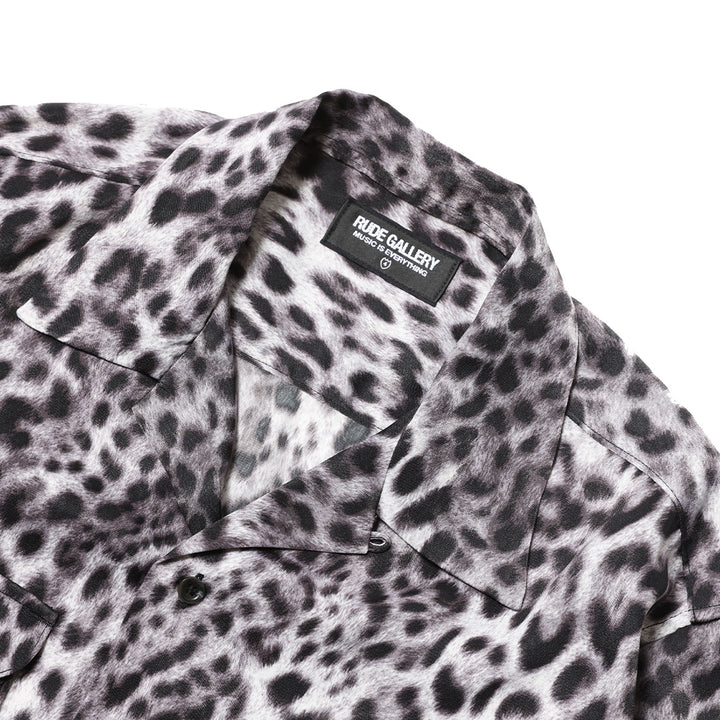LEOPARD OPEN COLLAR LS SHIRT
