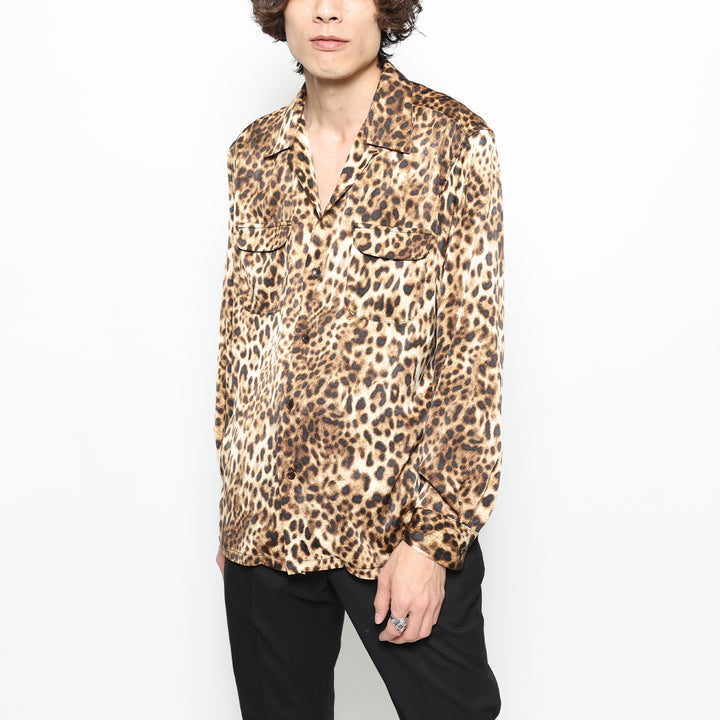 LEOPARD OPEN COLLAR LS SHIRT