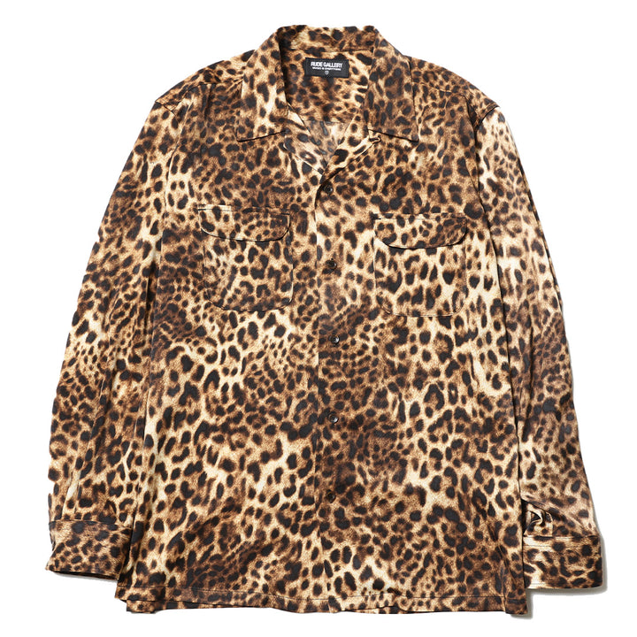 LEOPARD OPEN COLLAR LS SHIRT
