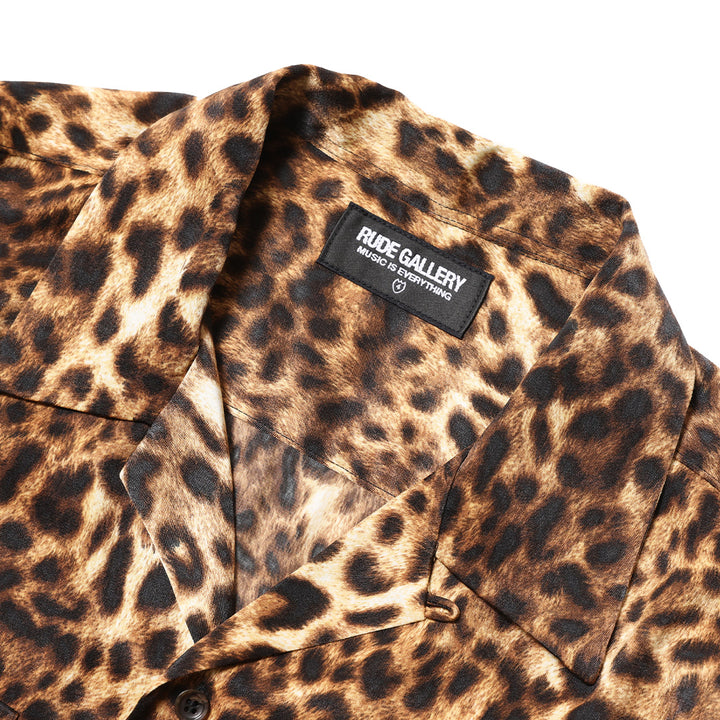 LEOPARD OPEN COLLAR LS SHIRT