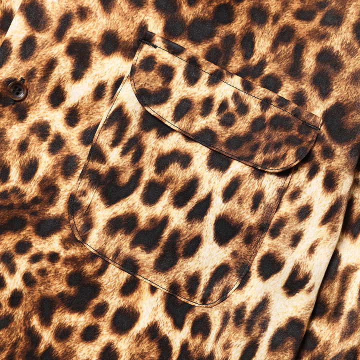LEOPARD OPEN COLLAR LS SHIRT