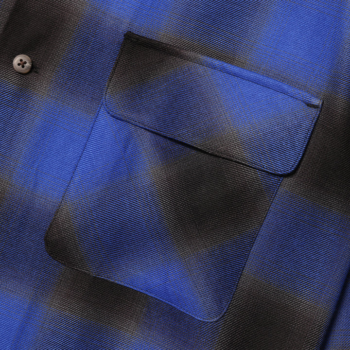 OMBRE CHECK OPEN COLLAR LS SHIRT