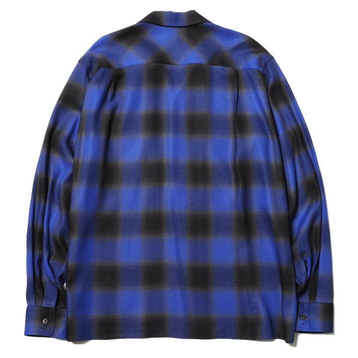OMBRE CHECK OPEN COLLAR LS SHIRT