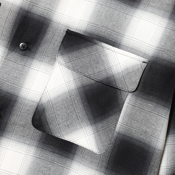 OMBRE CHECK OPEN COLLAR LS SHIRT