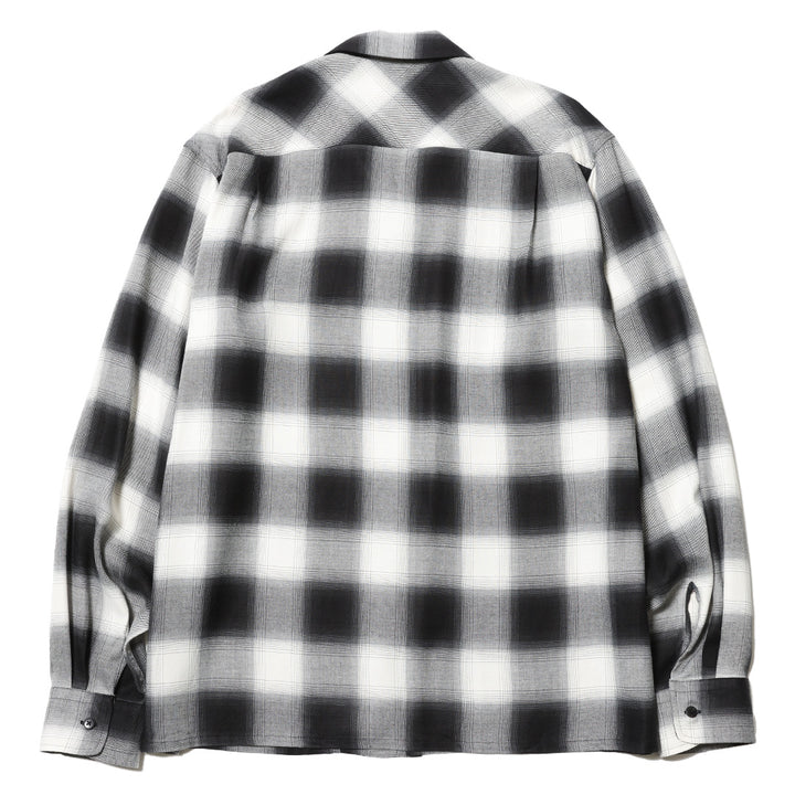 OMBRE CHECK OPEN COLLAR LS SHIRT