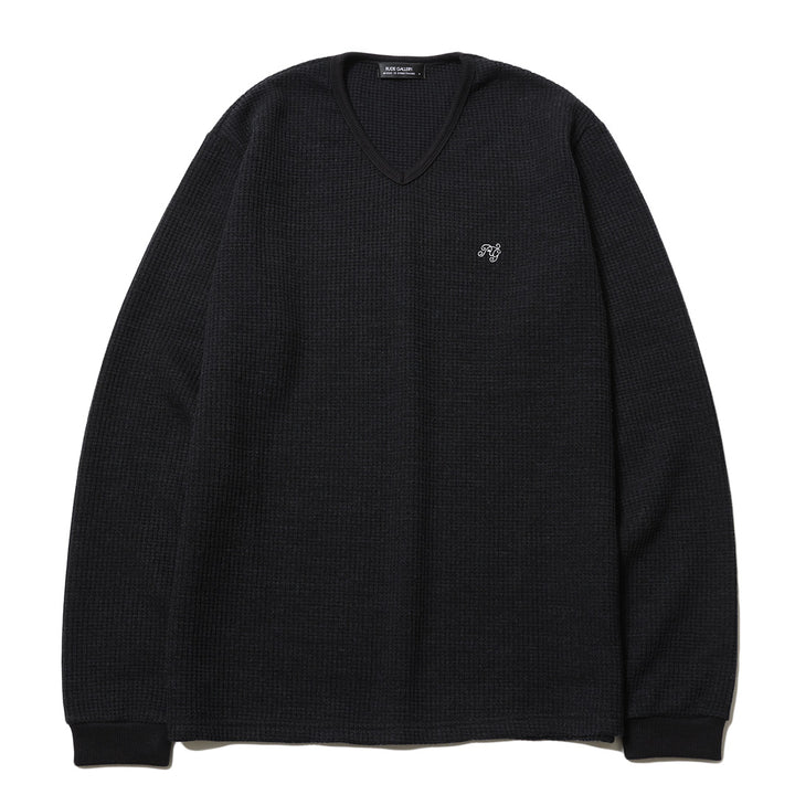 BASIC V NECK WAFFLE LS
