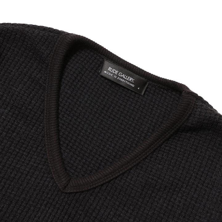 BASIC V NECK WAFFLE LS