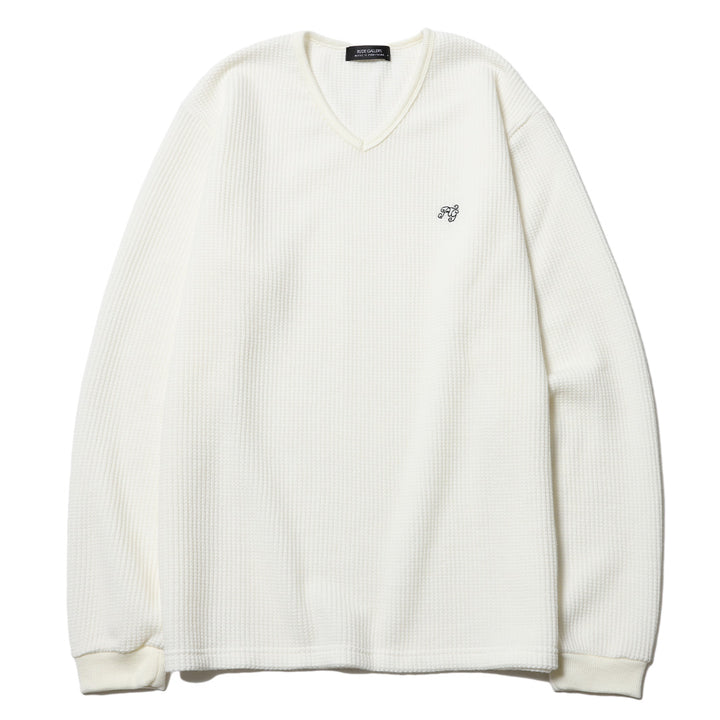 BASIC V NECK WAFFLE LS