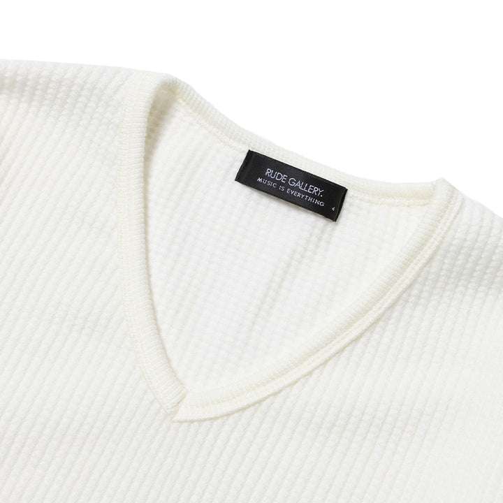 BASIC V NECK WAFFLE LS