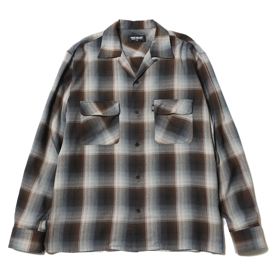 COOTIE Ombre Check Open Collar Pullover COOTIE Ombre Check Open