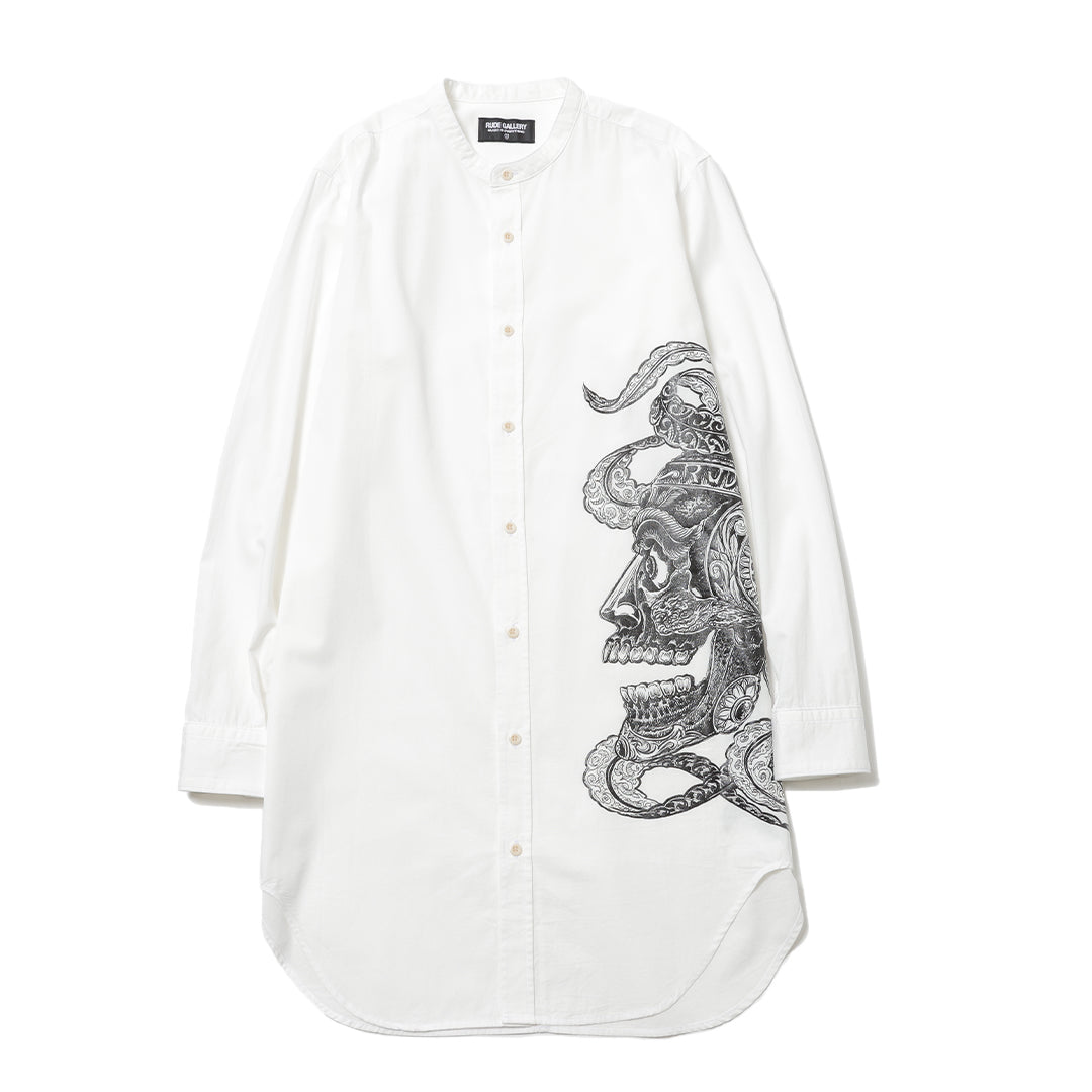 SWITCH BANDCOLLAR LONG SHIRT TIBETAN< ART WORK by H.U. >