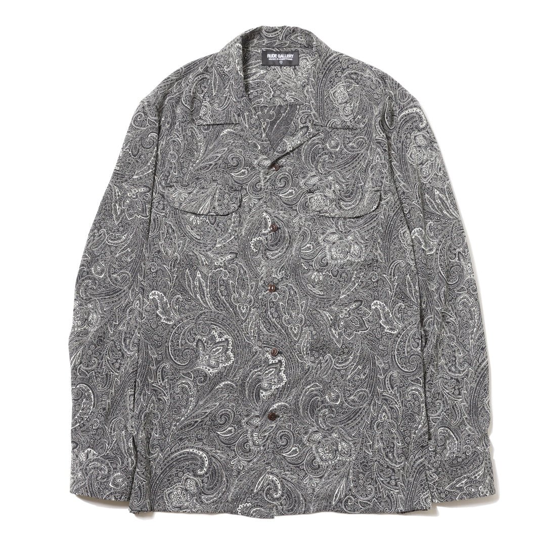 PAISLEY OPEN COLLAR LS SHIRT