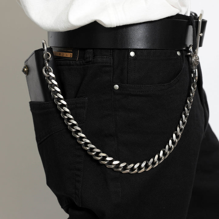 CLASSIC WALLET CHAIN X-BONE CLIP BRASS SILVER COATING
