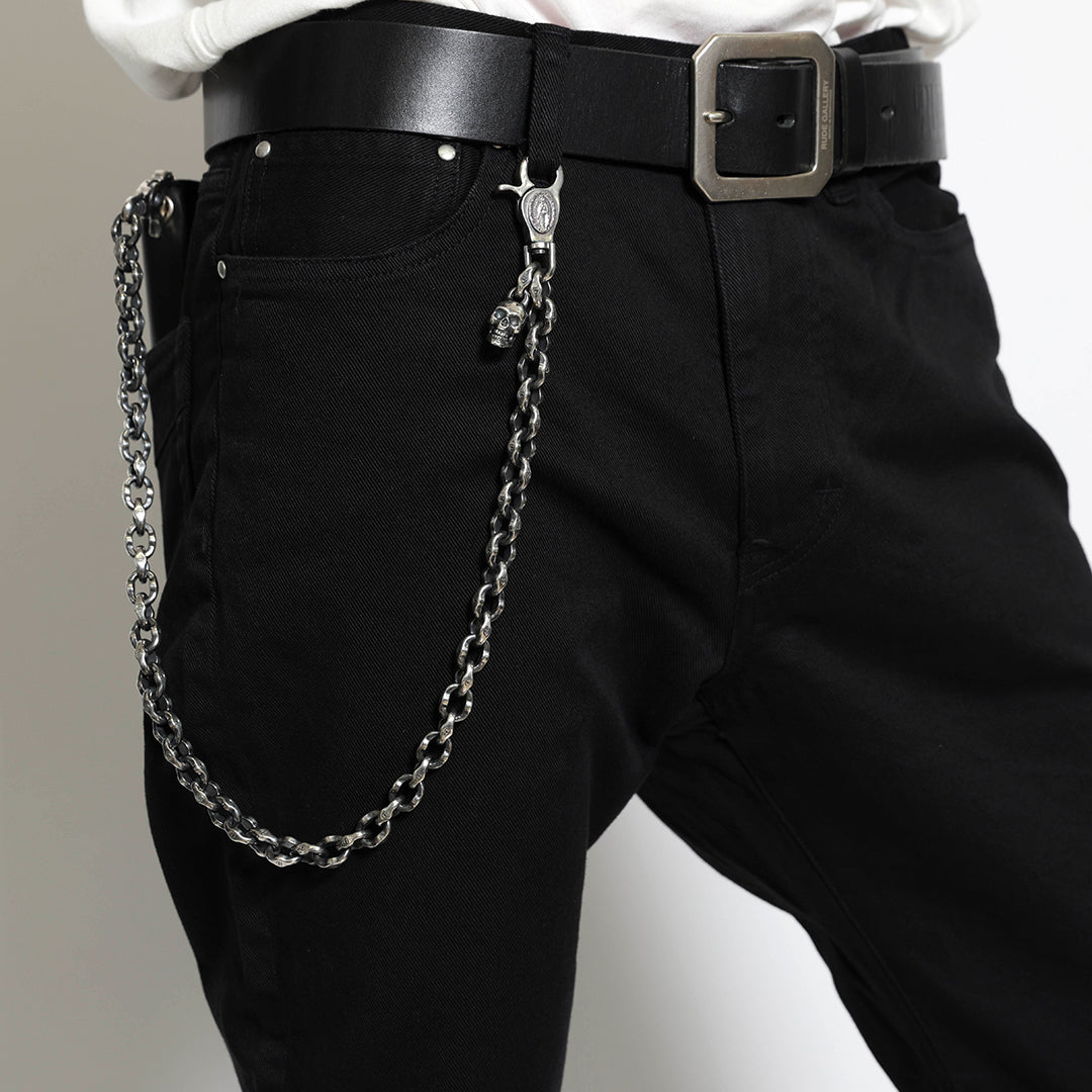 GENOM WALLET CHAIN MARIA W CLIP SKULL HEAD BRASS SILVER COATING