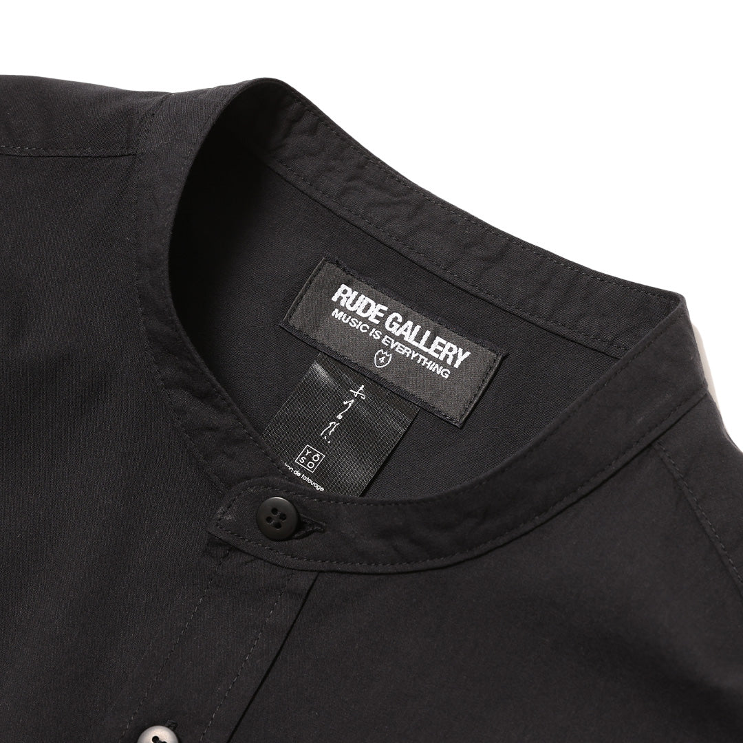 TSURU SWITCH BAND COLLAR LONG SHIRT