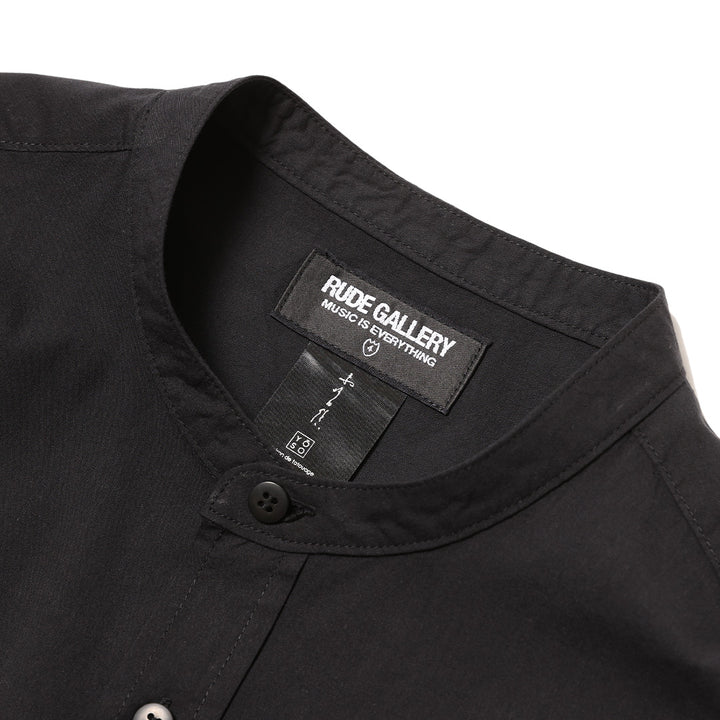 TSURU SWITCH BAND COLLAR LONG SHIRT