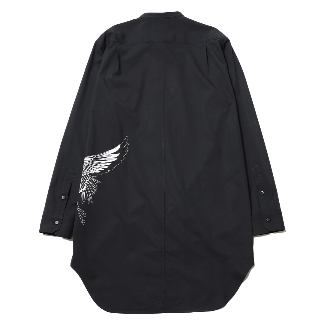 TSURU SWITCH BAND COLLAR LONG SHIRT