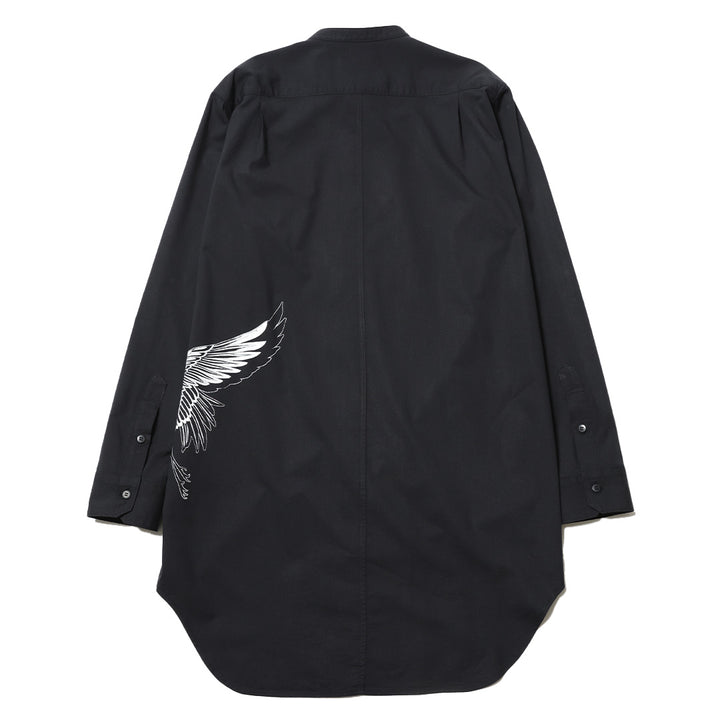 TSURU SWITCH BAND COLLAR LONG SHIRT