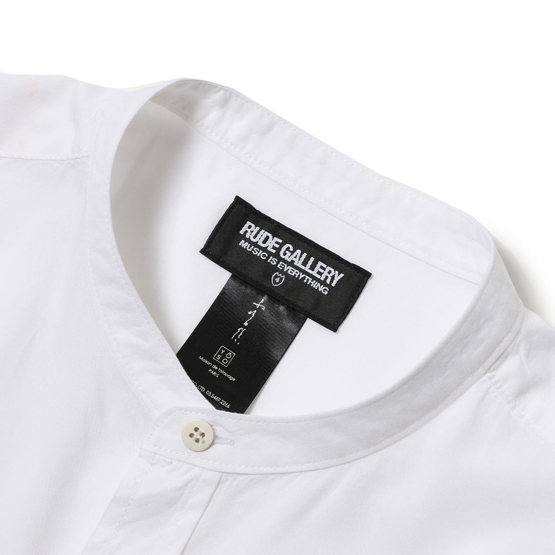TSURU SWITCH BAND COLLAR LONG SHIRT
