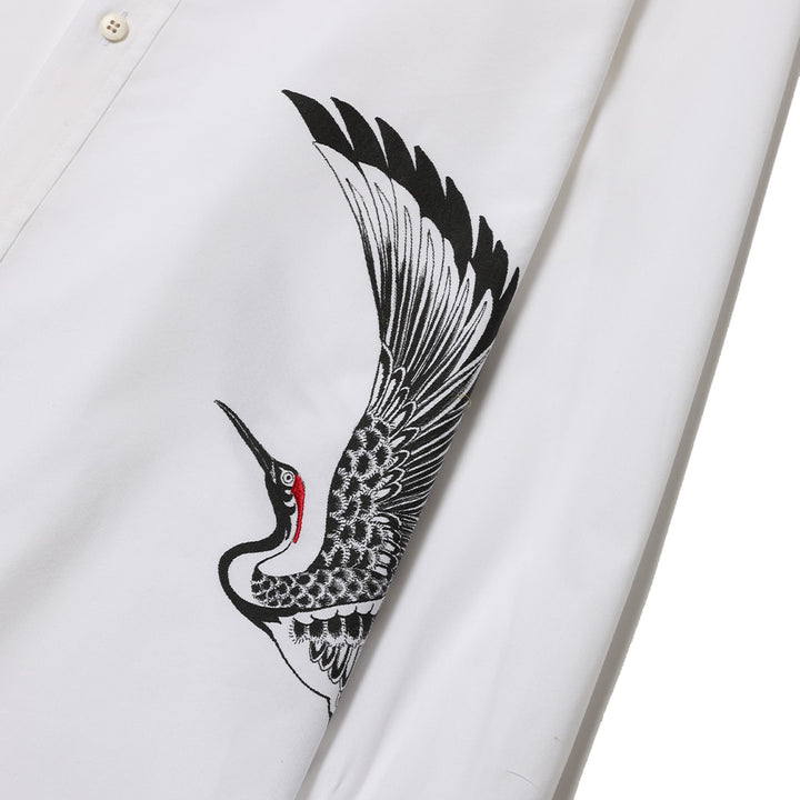 TSURU SWITCH BAND COLLAR LONG SHIRT