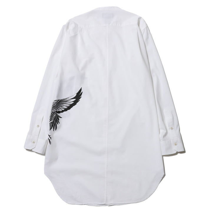 TSURU SWITCH BAND COLLAR LONG SHIRT