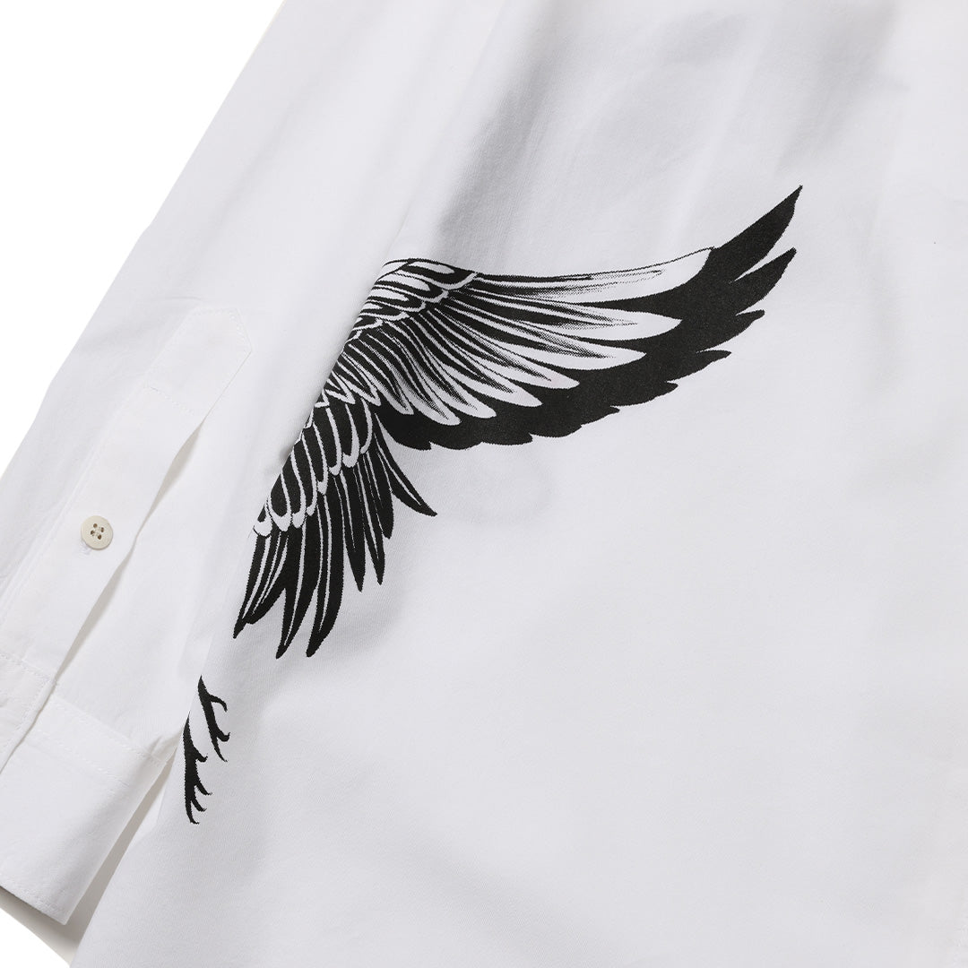 TSURU SWITCH BAND COLLAR LONG SHIRT