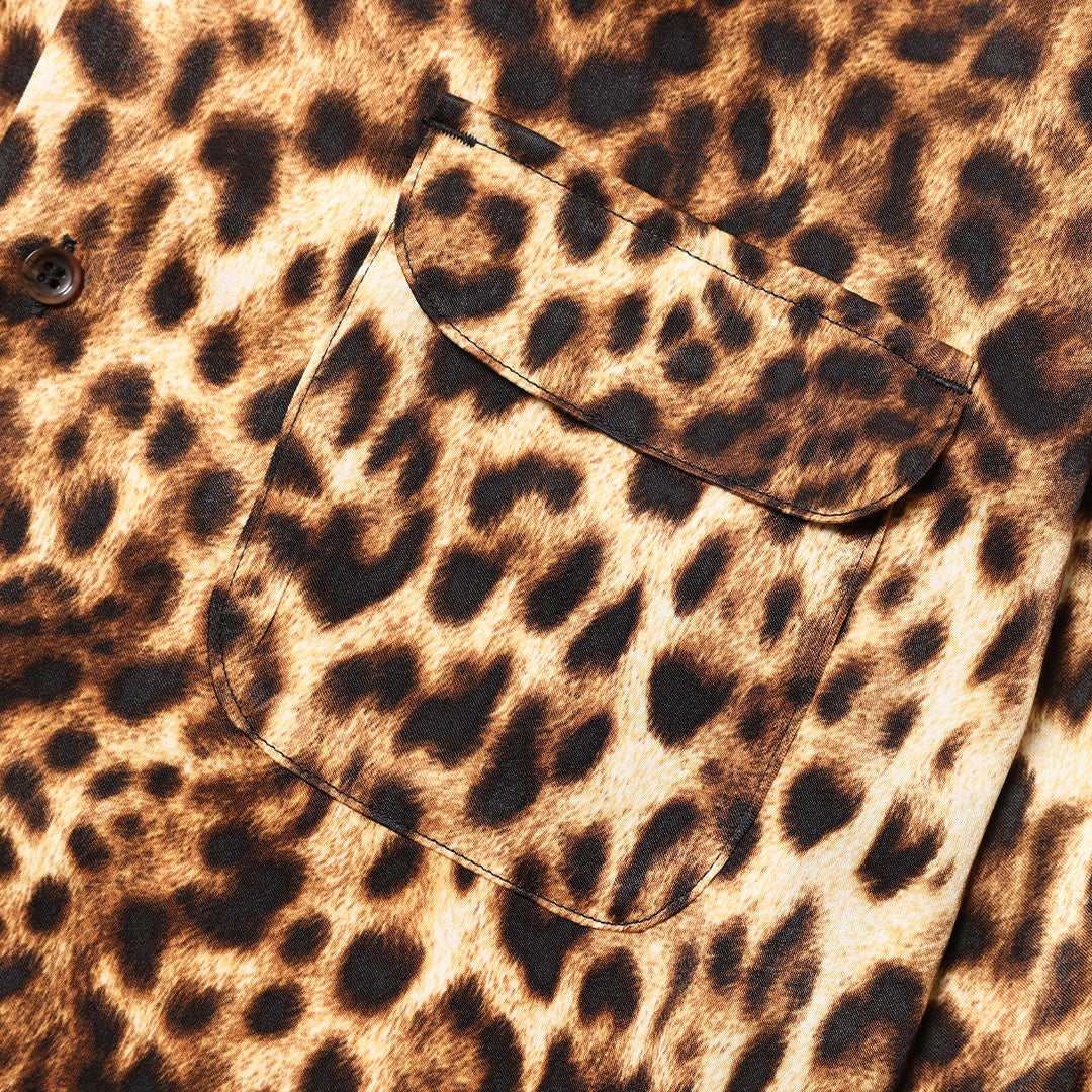 LEOPARD OPEN COLLAR LS SHIRT