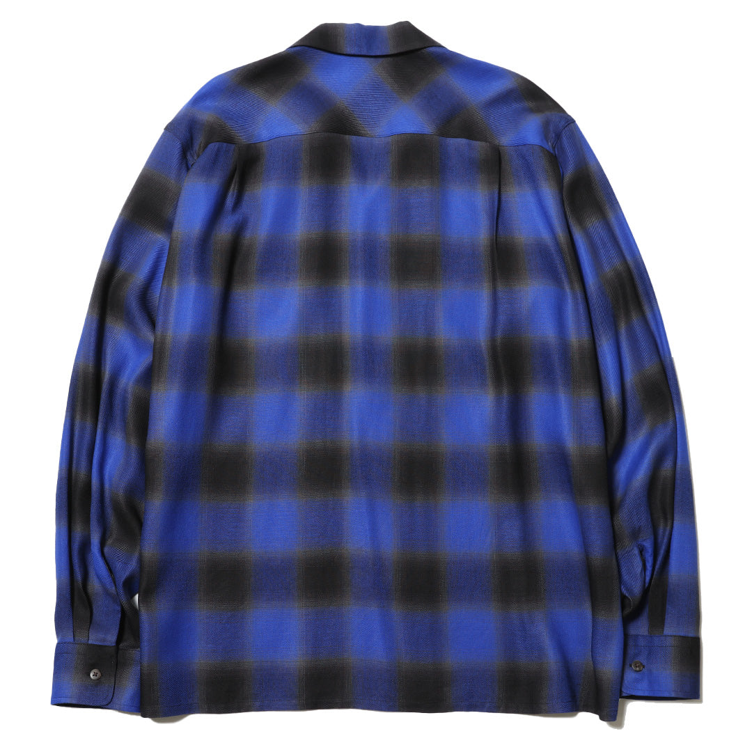 OMBRE CHECK OPEN COLLAR LS SHIRT