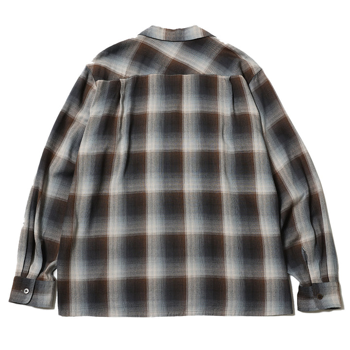 OMBRE CHECK OPEN COLLAR LS SHIRT