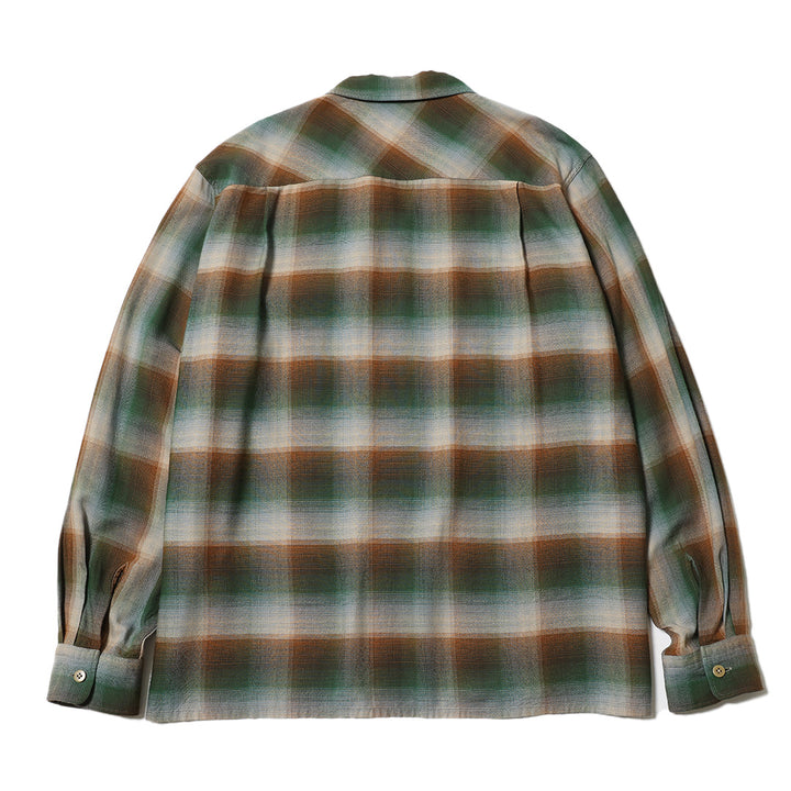 OMBRE CHECK OPEN COLLAR LS SHIRT