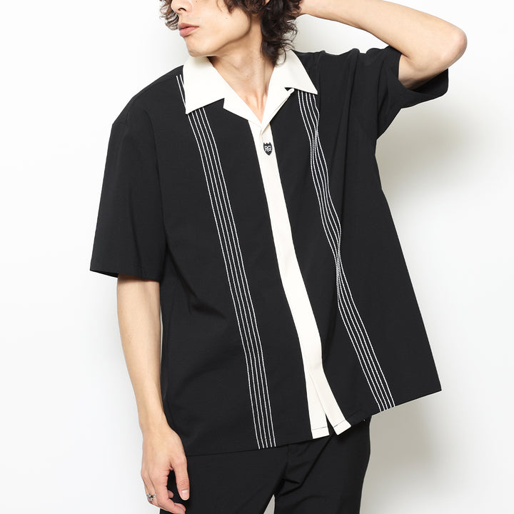 FLYFRONT OPEN COLLAR SS SHIRT