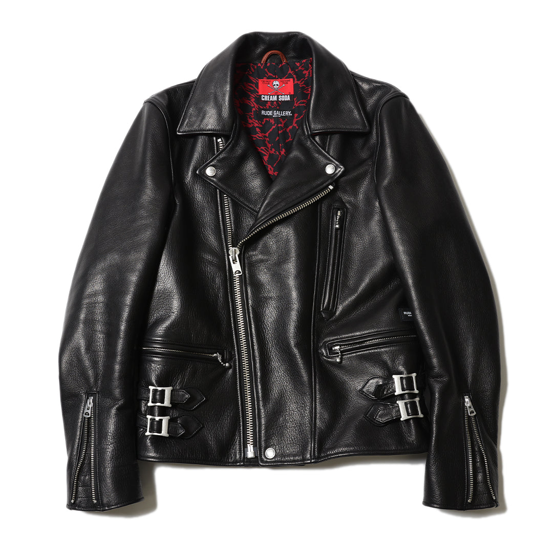 CREAM SODA×RUDE GALLERY LEATHER RYDERS JACKET "RUDE CATS"