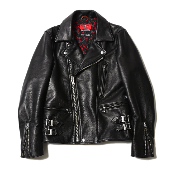 CREAM SODA×RUDE GALLERY LEATHER RYDERS JACKET "RUDE CATS"