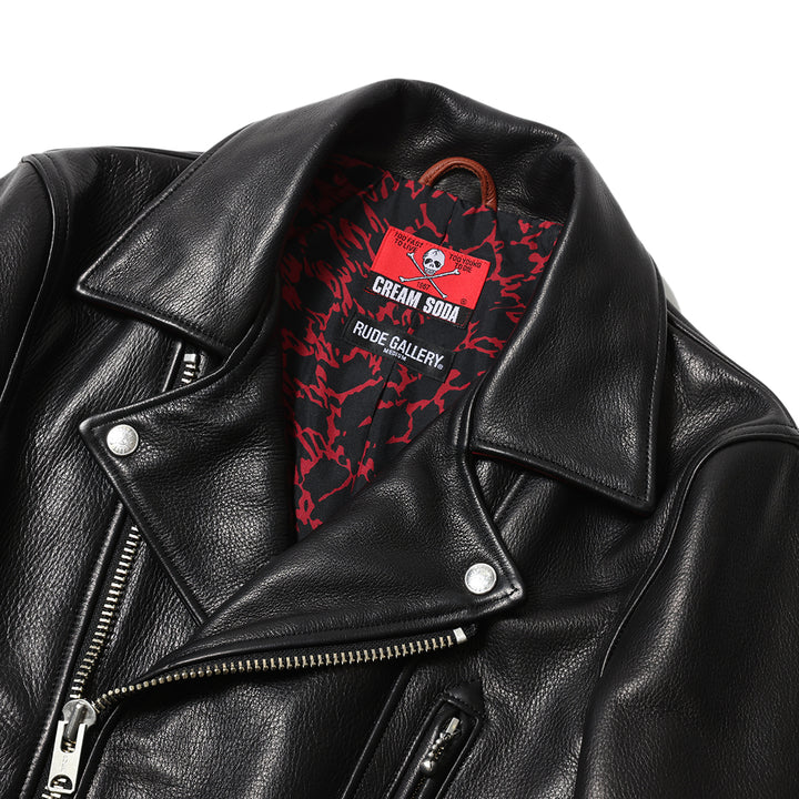 CREAM SODA×RUDE GALLERY LEATHER RYDERS JACKET "RUDE CATS"