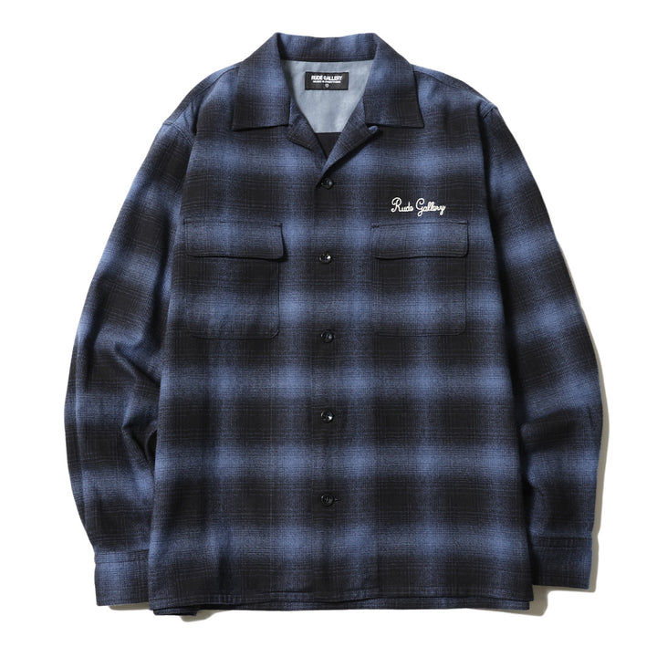 OMBRE CHECK OPEN COLLAR LS SHIRT