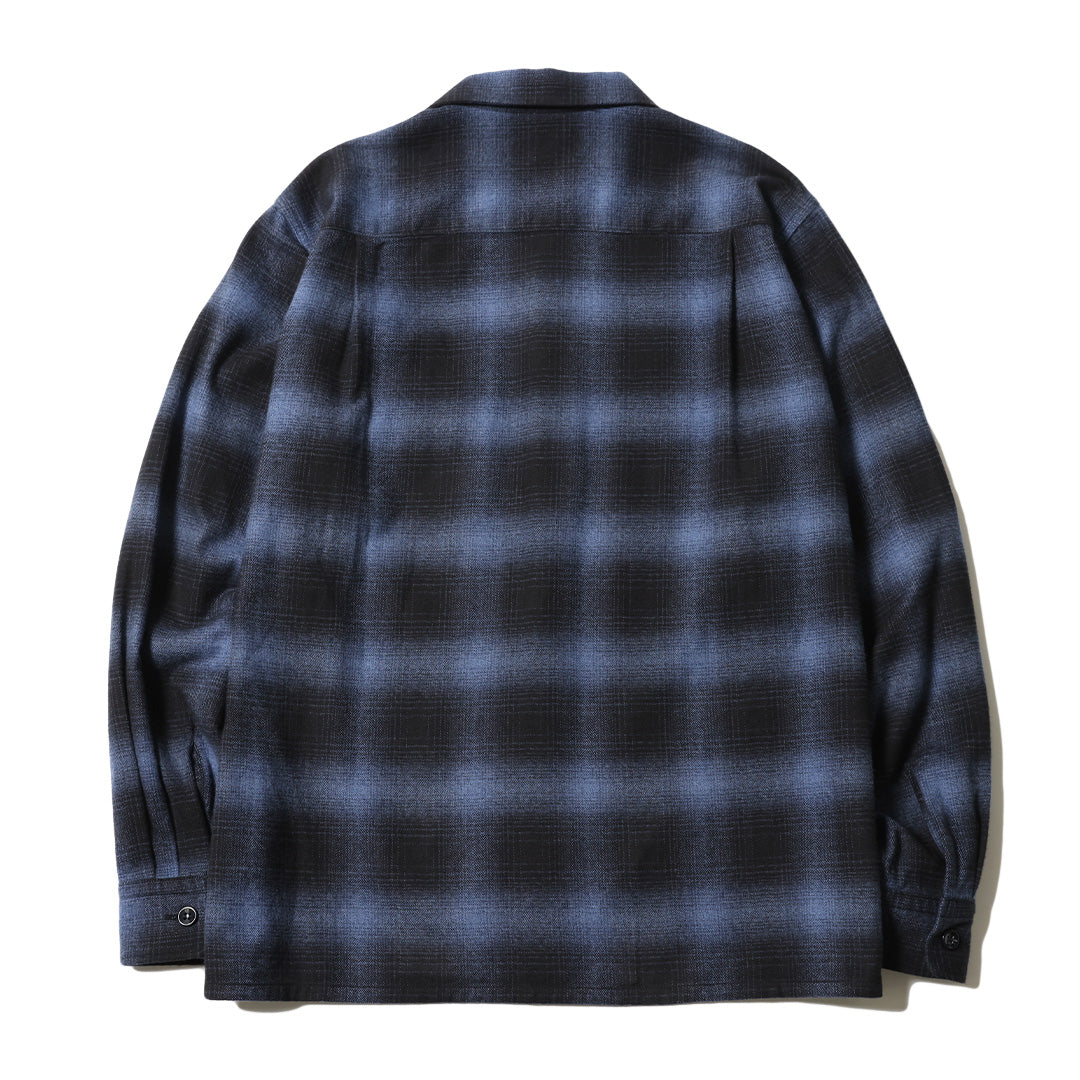 OMBRE CHECK OPEN COLLAR LS SHIRT