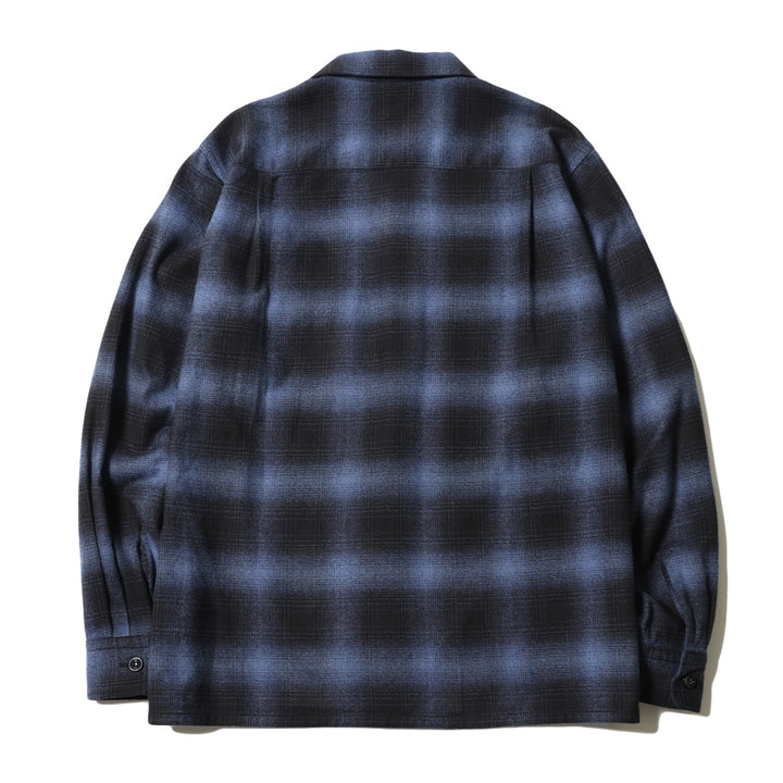 OMBRE CHECK OPEN COLLAR LS SHIRT