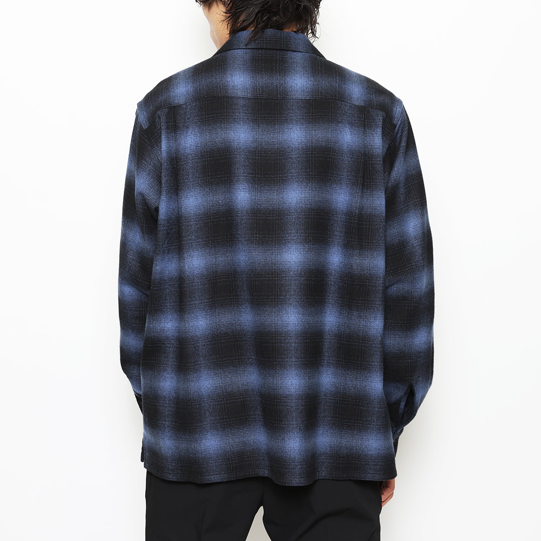 OMBRE CHECK OPEN COLLAR LS SHIRT