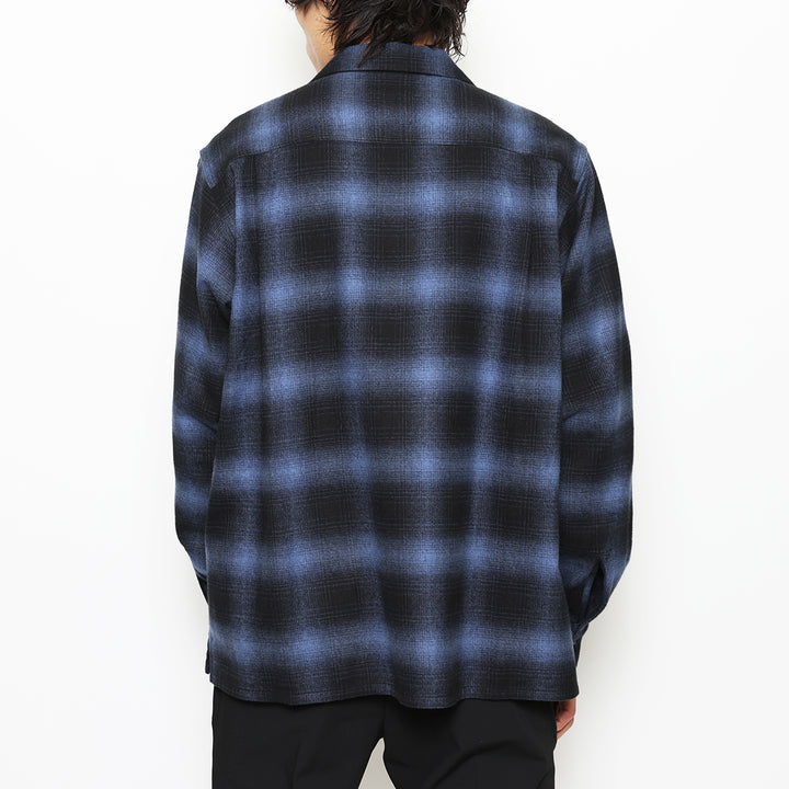 OMBRE CHECK OPEN COLLAR LS SHIRT