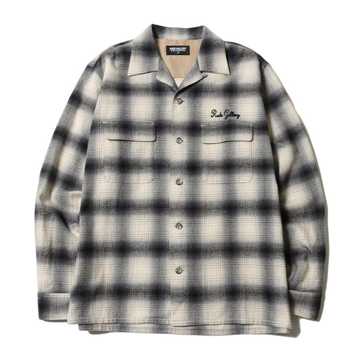 OMBRE CHECK OPEN COLLAR LS SHIRT