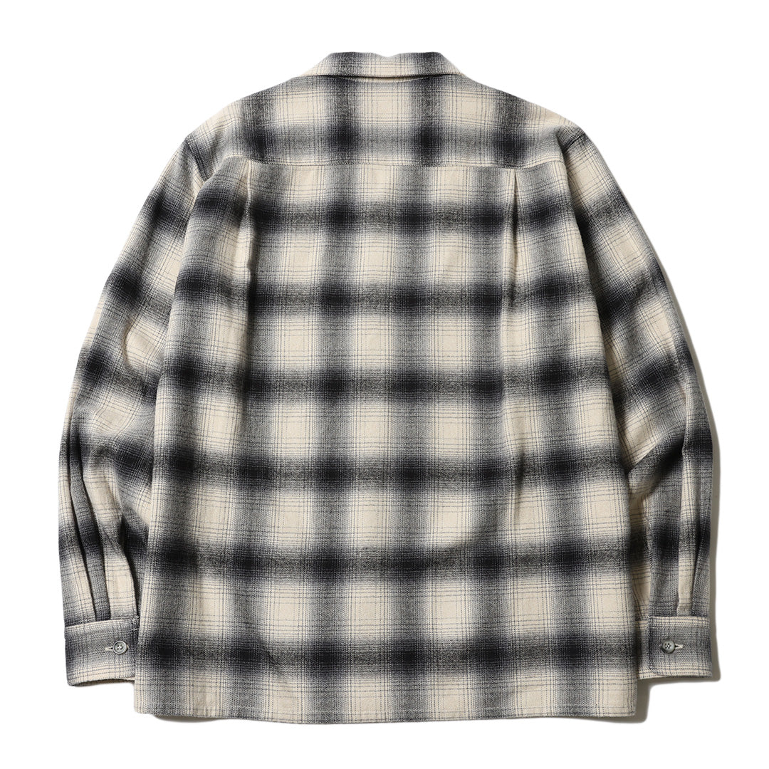 OMBRE CHECK OPEN COLLAR LS SHIRT