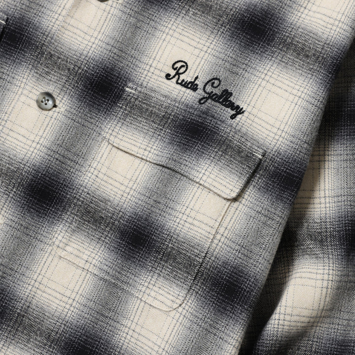 OMBRE CHECK OPEN COLLAR LS SHIRT