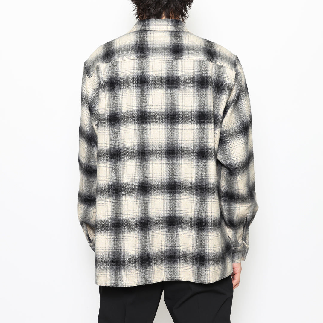 OMBRE CHECK OPEN COLLAR LS SHIRT