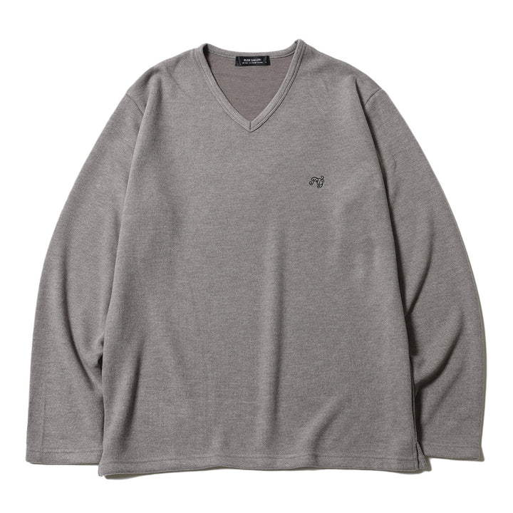 BASIC V NECK KNIT LS