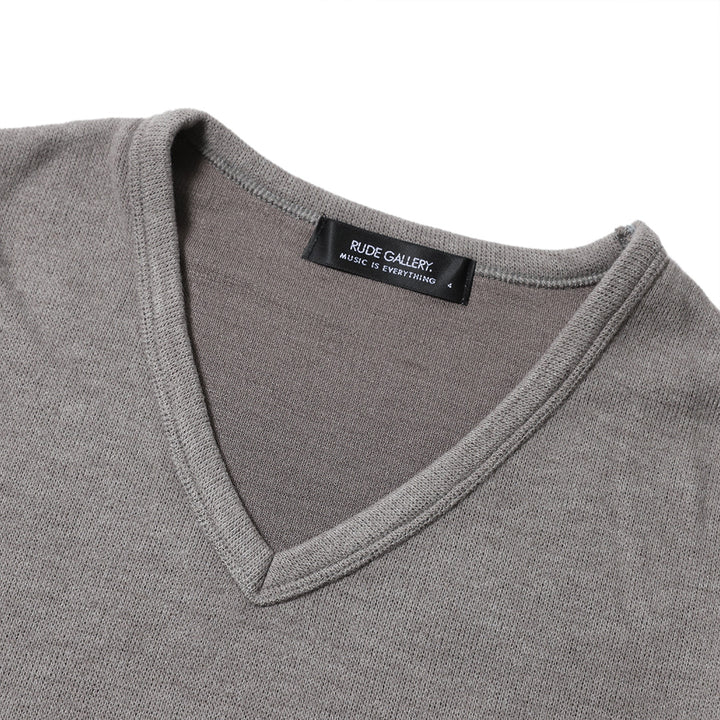 BASIC V NECK KNIT LS