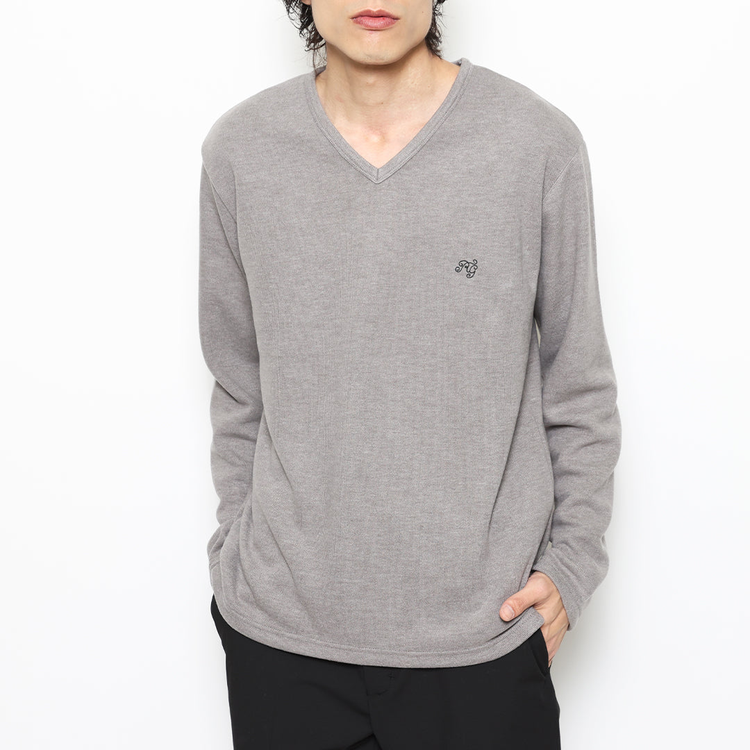 BASIC V NECK KNIT LS