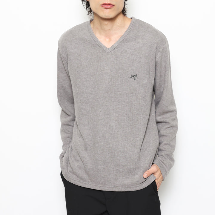 BASIC V NECK KNIT LS