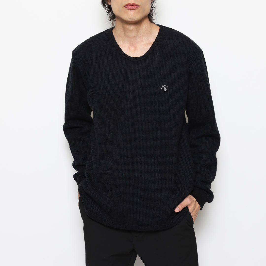 BASIC U NECK WAFFLE LS