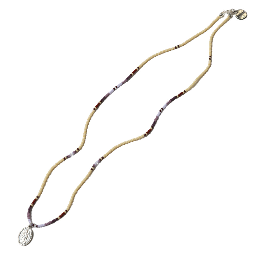 MARIA BEIGE BEADS NECKLACE - Beads work by KAZOO